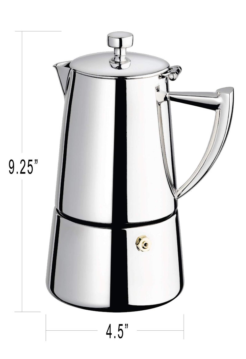 Cuisinox كوزينوكس COF-10R روما ماكينة إسبريسو موكا من الستانلس ستيل بسعة 10 أكواب للموقد - Image 2
